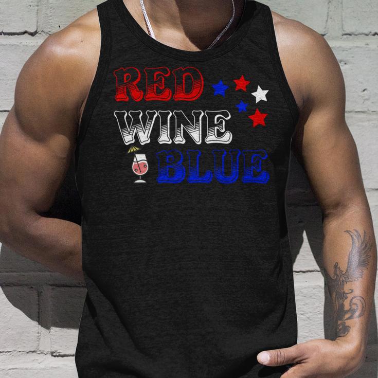 Red Wine Blue 4Th Of July Wine Red White Blue Wine Glasses V3 Unisex Tank Top Gifts for Him