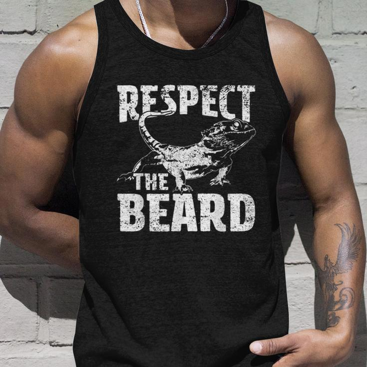 Respect The Beard Bearded Dragon Dad Mom Unisex Tank Top Gifts for Him