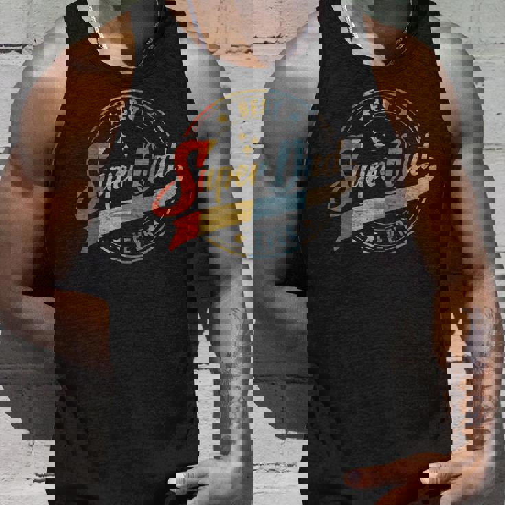 Mens Retro Best Dad Super Dad Ever Father Daddy Fathers Day Tank Top Gifts for Him