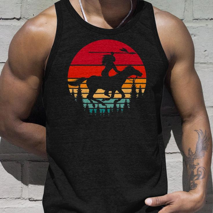 Retro Indigenous Native Pride Horse Riding Native American Unisex Tank Top Gifts for Him