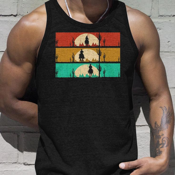 Retro Texas Rodeo Western Horseback Riding Line Dance Cowboy Tank Top Gifts for Him