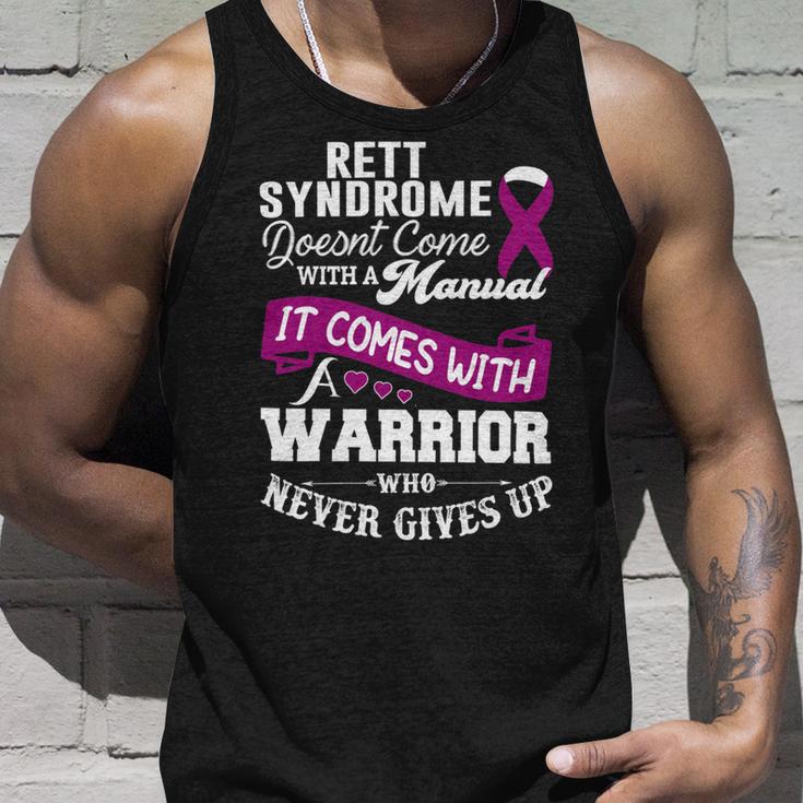 Rett Syndrome Doesnt Come With A Manual It Comes With A Warrior Who Never Gives Up Purple Ribbon Rett Syndrome Rett Syndrome Awareness Unisex Tank Top Gifts for Him