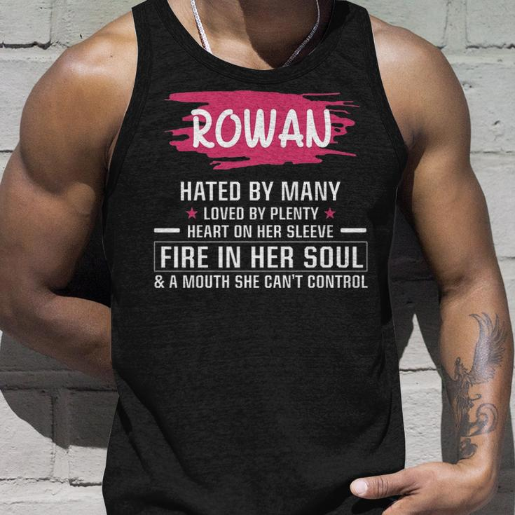 Rowan Name Gift Rowan Hated By Many Loved By Plenty Heart On Her Sleeve Unisex Tank Top Gifts for Him