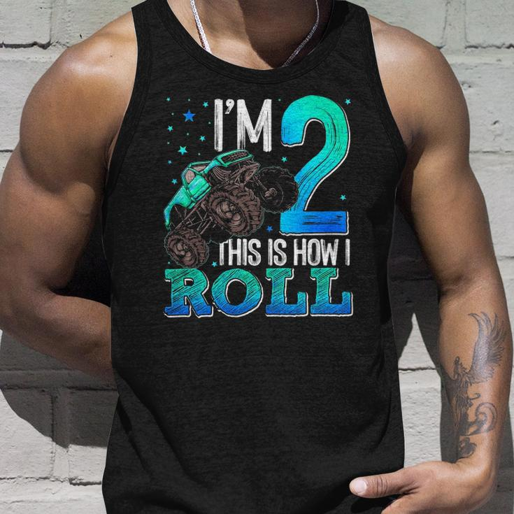This Is How I Roll 2 Years Old Monster Truck 2Nd Birthday Unisex Tank Top Gifts for Him