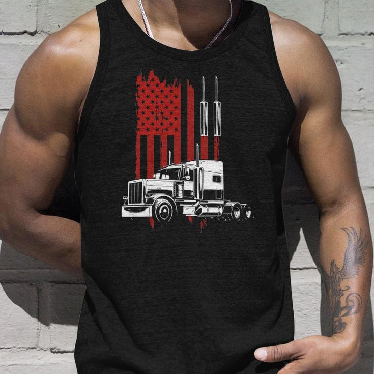 Mens Trucker American Flag Patriotic Truck Driver 4Th Of July Tank Top Gifts for Him