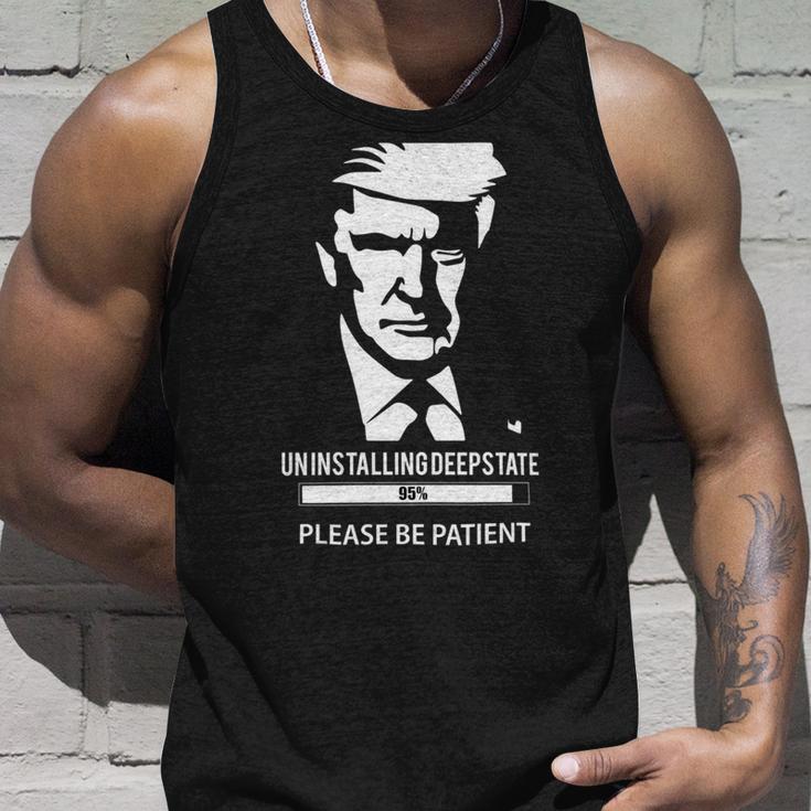 Ultra Maga Uninstalling Deep State Please Be Patient Funny Anti Biden Us Flag Pro Trump Trendy Unisex Tank Top Gifts for Him