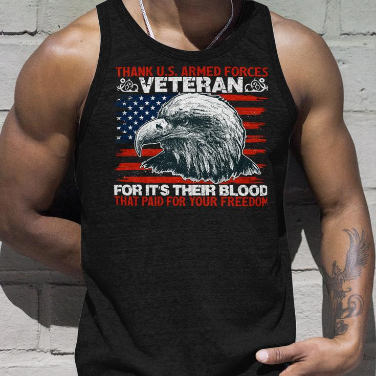 Veteran Veterans Day Thank Us Armed Forcesveterans For Its Their Blood That Paid Navy Soldier Army Military Unisex Tank Top Gifts for Him