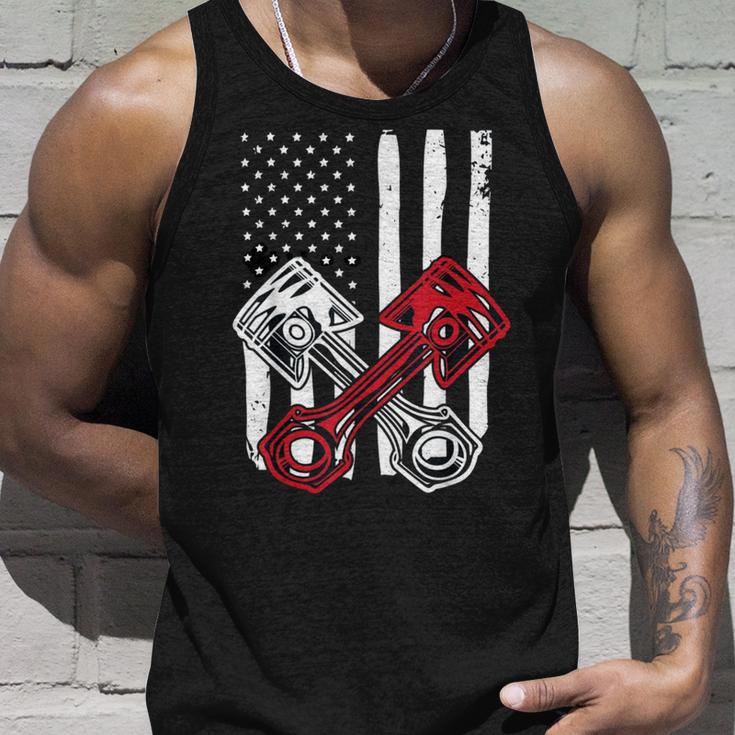 Vintage American Flag Piston Funny Muscle Car Mechanic 558 Trending Shirt Unisex Tank Top Gifts for Him