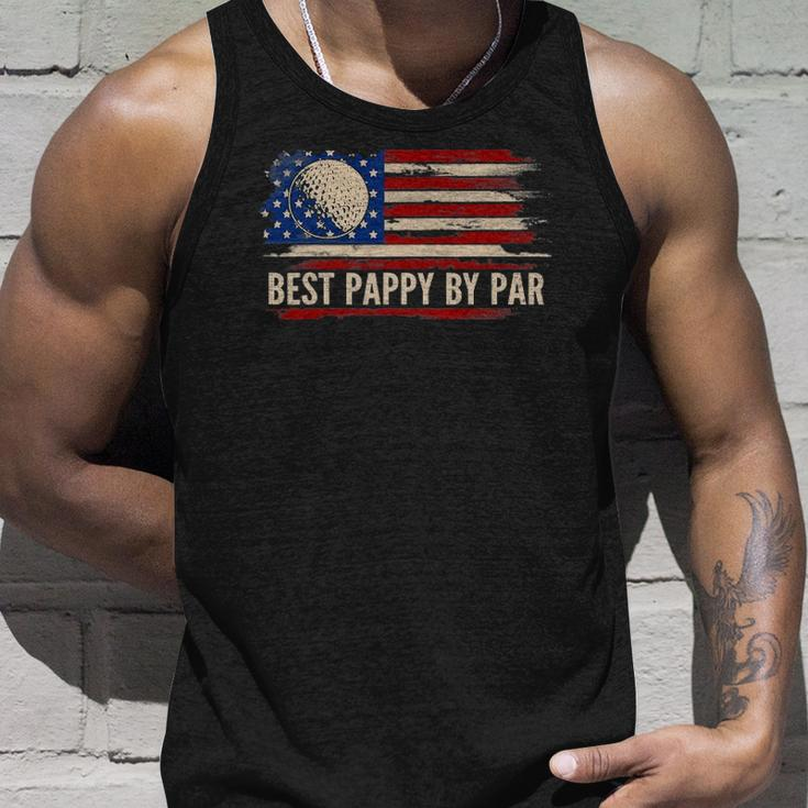 Vintage Best Pappy By Par American Flag Golf Golfer Gift Unisex Tank Top Gifts for Him