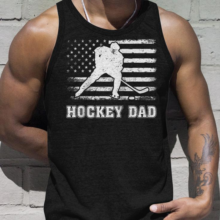 Vintage Hockey Dad American Flag Hockey 4Th Of July Unisex Tank Top Gifts for Him
