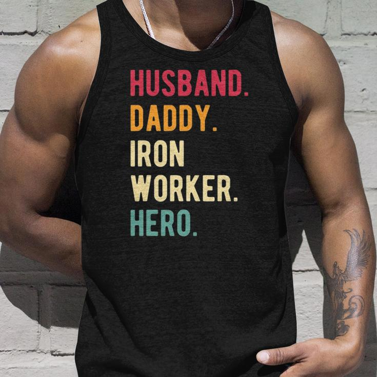 Mens Vintage Husband Daddy Iron Worker Hero Fathers Day Tank Top Gifts for Him