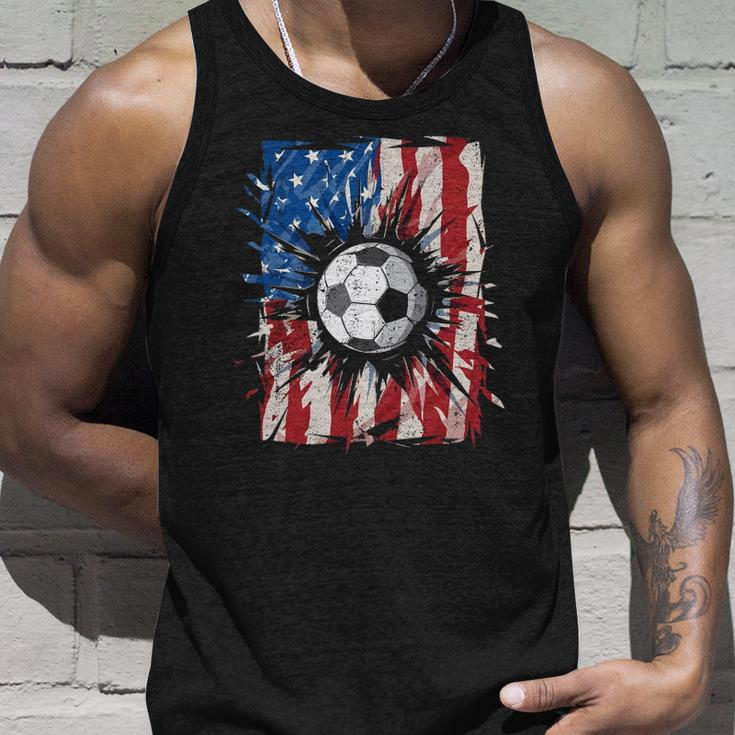 Vintage Soccer 4Th Of July Men Usa American Flag Boys Unisex Tank Top Gifts for Him