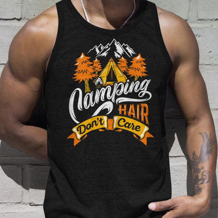Womens Camping Hair Dont Care Shirt Funny Camp OutdoorShirt Unisex Tank Top Gifts for Him