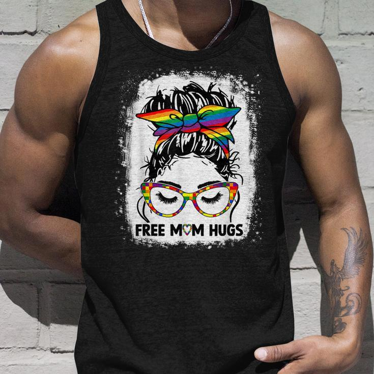 Womens Free Mom Hugs Messy Bun Lgbt Pride Rainbow V2 Unisex Tank Top Gifts for Him