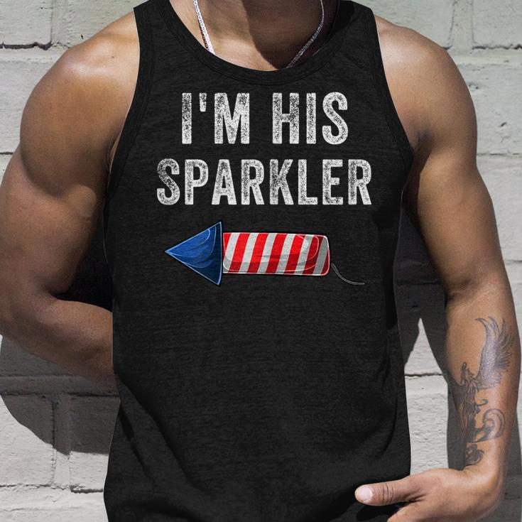 Womens Im His Sparkler His And Her 4Th Of July Matching Couples Unisex Tank Top Gifts for Him
