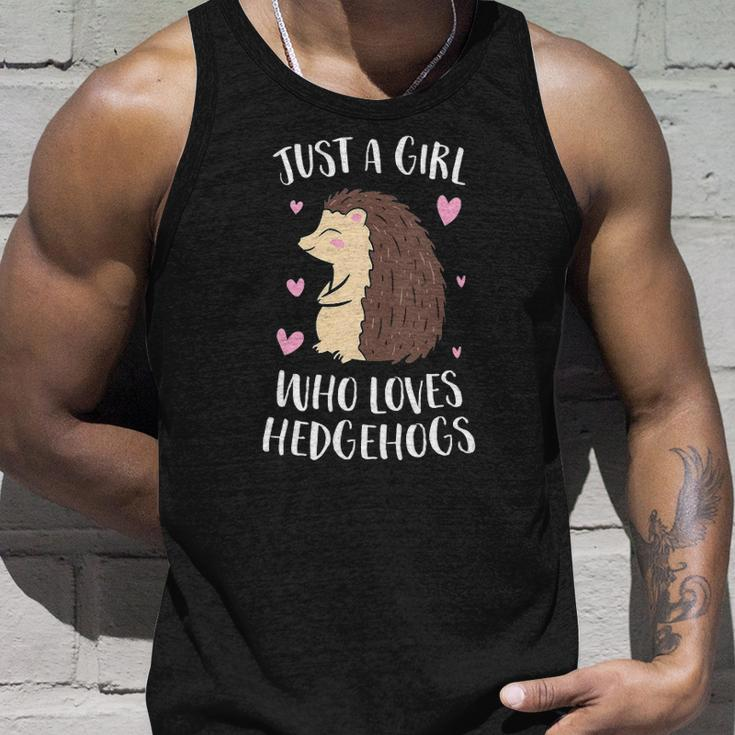 Womens Just A Girl Who Loves Hedgehogs Cute Hedgehog Girl Unisex Tank Top Gifts for Him