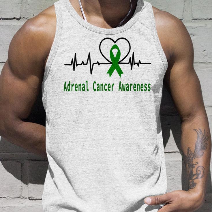 Adrenal Cancer Awareness Heartbeat Green Ribbon Adrenal Cancer Adrenal Cancer Awareness Unisex Tank Top Gifts for Him