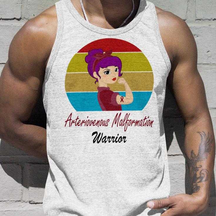 Arteriovenous Malformation Strong Women Vintage Funny Burgundy Ribbon Arteriovenous Malformation Support Arteriovenous Malformation Awareness Unisex Tank Top Gifts for Him