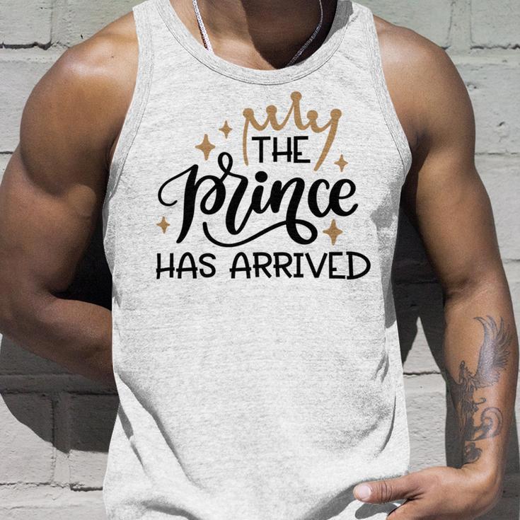 Baby Shower Text Design The Prince Has Arrived Unisex Tank Top Gifts for Him