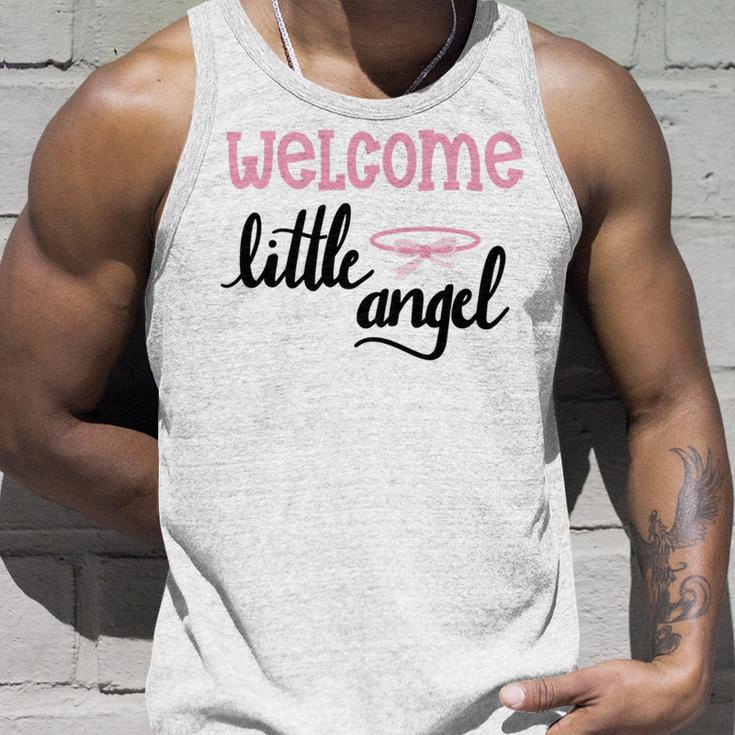 Baby Shower Text Design Welcome Little Angel Unisex Tank Top Gifts for Him