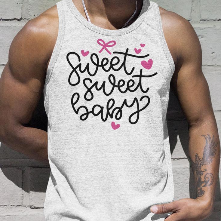 Baby Shower Text Pink Heart Ribbon Design Sweet Sweet Baby Unisex Tank Top Gifts for Him