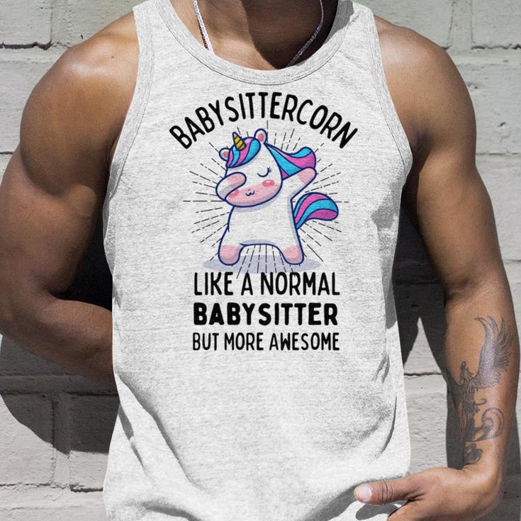 Babysittercorn Funny Unicorn Dabbing Gift Like A Normal Babysitter But More Awesome Unisex Tank Top Gifts for Him