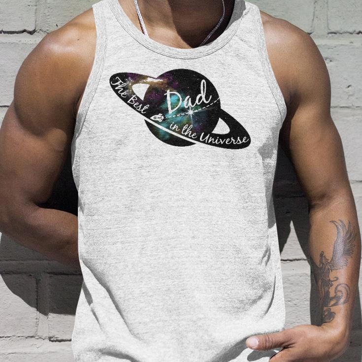 Mens Best Dad In The Universe Fathers Day Space Nebula Tank Top Gifts for Him