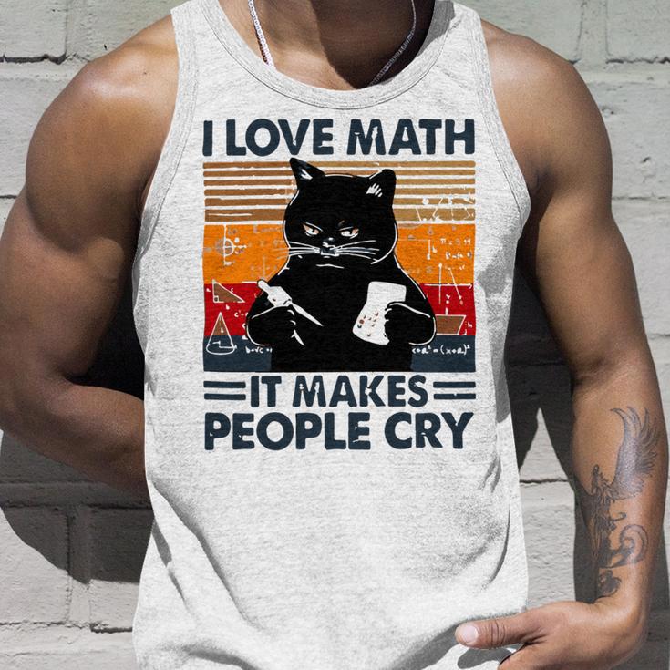 Black Cat I Love Math It Makes People Cry Unisex Tank Top Gifts for Him