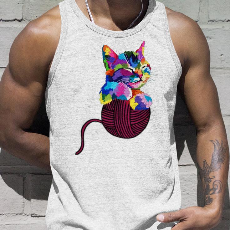 Cute Cat Gift For Kitten Lovers Colorful Art Kitty Adoption Unisex Tank Top Gifts for Him