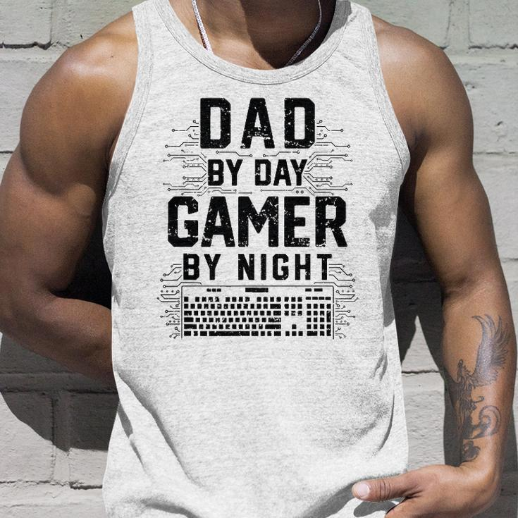 Mens Dad By Day Gamer By Night Fathers Day Gaming Tank Top Gifts for Him