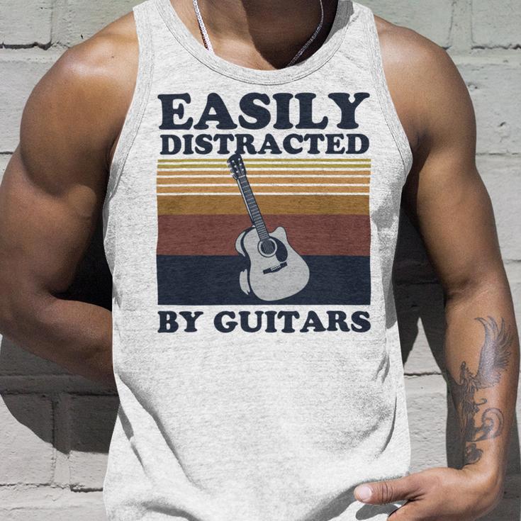 Easily Distracted By Guitars Quote For A Guitar Player Racerback Unisex Tank Top Gifts for Him