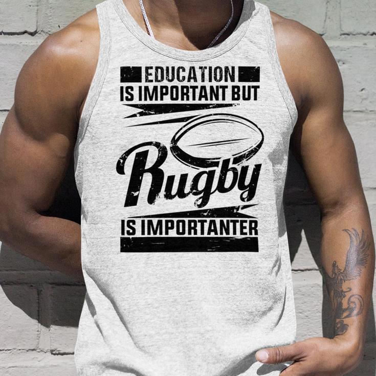 Education Is Important But Rugby Is Importanter Unisex Tank Top Gifts for Him