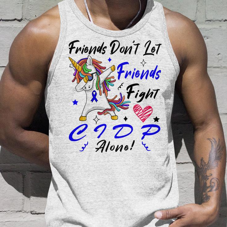 Friends Dont Let Friends Fight Chronic Inflammatory Demyelinating Polyneuropathy Cidp Alone Unicorn Blue Ribbon Cidp Support Cidp Awareness Unisex Tank Top Gifts for Him