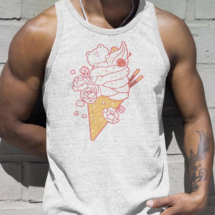 Frog Ice Cream Cone Cute Kawaii Aesthetic Unisex Tank Top Gifts for Him