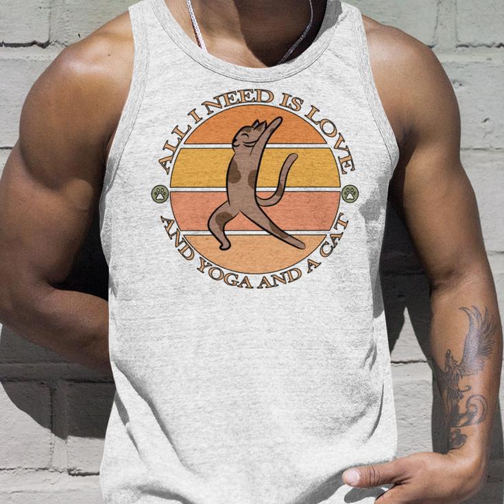 Funny All I Need Is Love And Yoga And A Cat Lovers Gift For Yoga Lovers V2 Unisex Tank Top Gifts for Him