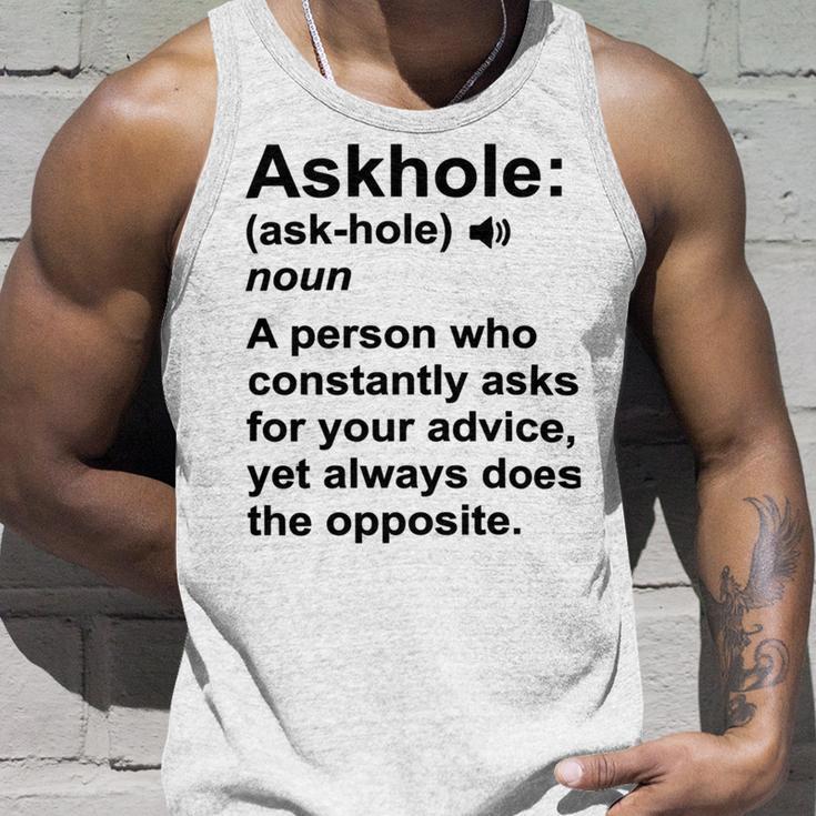 Funny Askhole Definition Dictionary Word Gag Sarcastic V4 Unisex Tank Top Gifts for Him