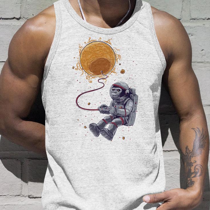 Funny Astronaut Monkey Blowing Sun V2 Unisex Tank Top Gifts for Him