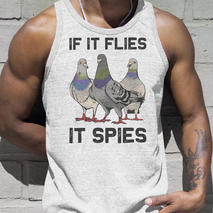 Funny Birds Pun Pigeon If It Flies It Spies Birds Are Liars Unisex Tank Top Gifts for Him