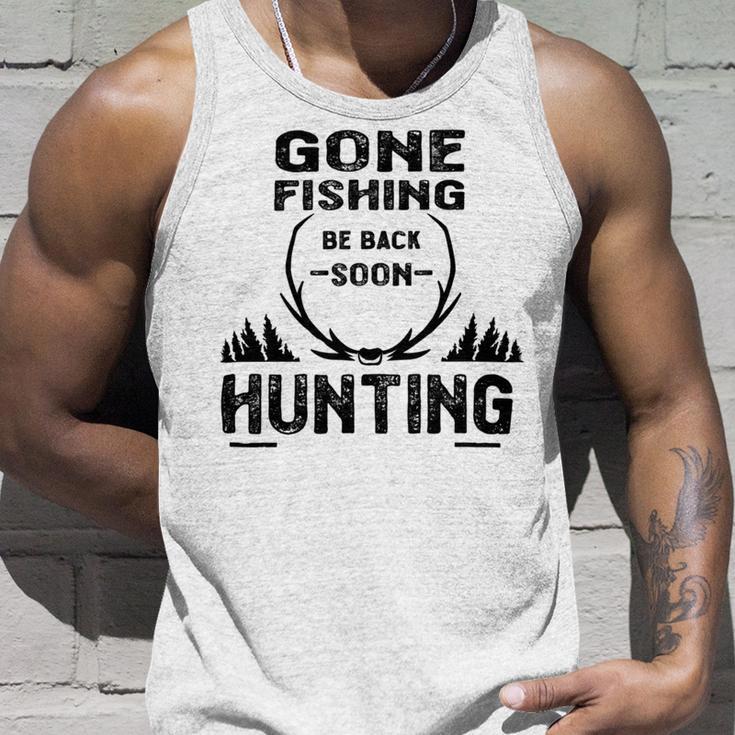 Gone Fishing Be Back Soon Hunting Unisex Tank Top Gifts for Him