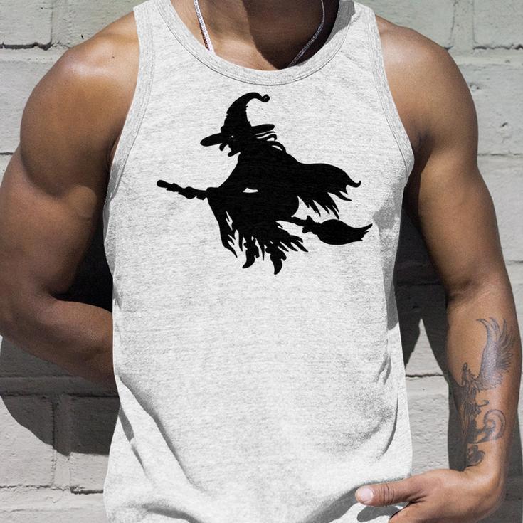 Halloween Scary Old Witch On Broom Art Design Pattern Unisex Tank Top Gifts for Him