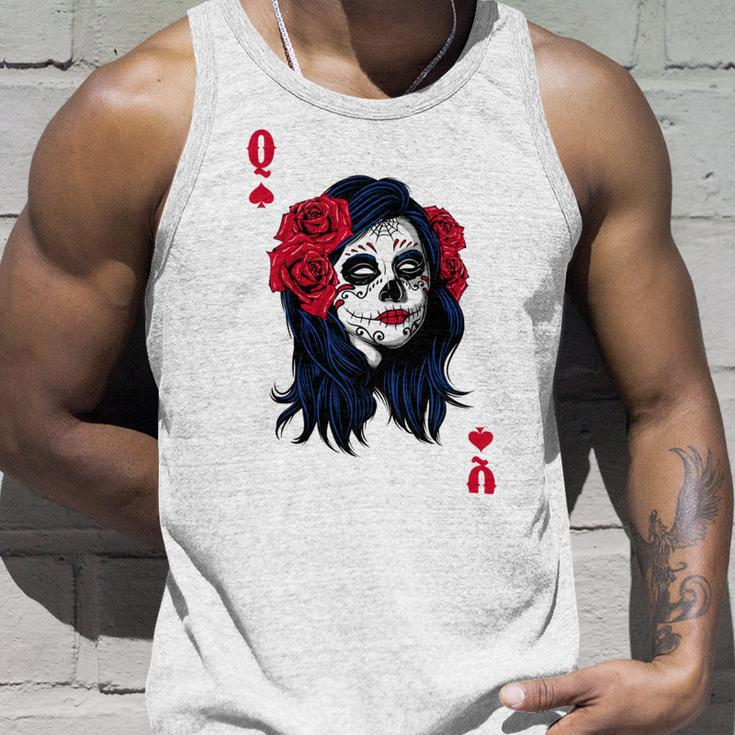 Halloween Sugar Skull With Red Floral Halloween Gift By Mesa Cute Unisex Tank Top Gifts for Him