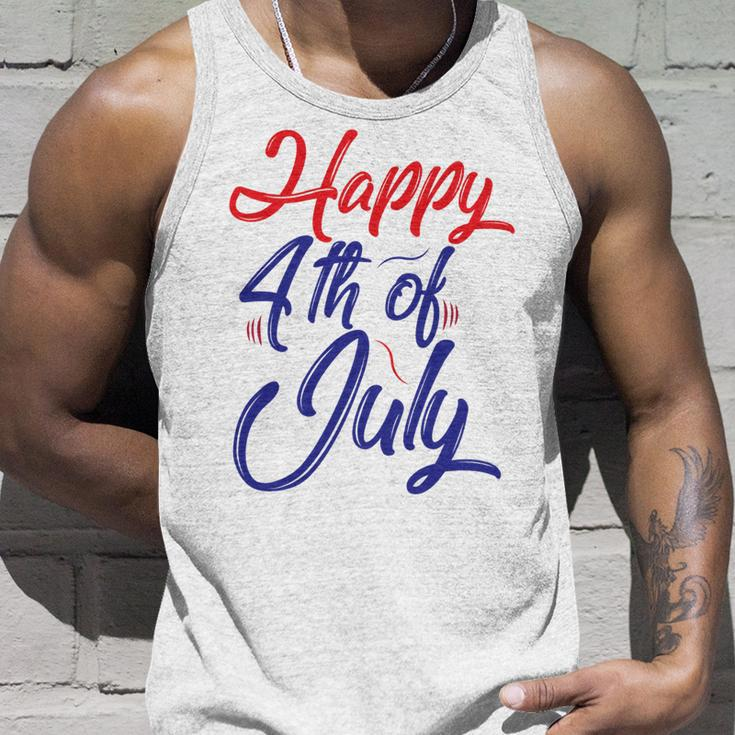 Happy 4Th Of July Dark Red Blue Text Unisex Tank Top Gifts for Him