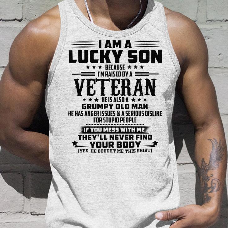 I Am A Lucky Son Because Im Raised By A Veteran Unisex Tank Top Gifts for Him