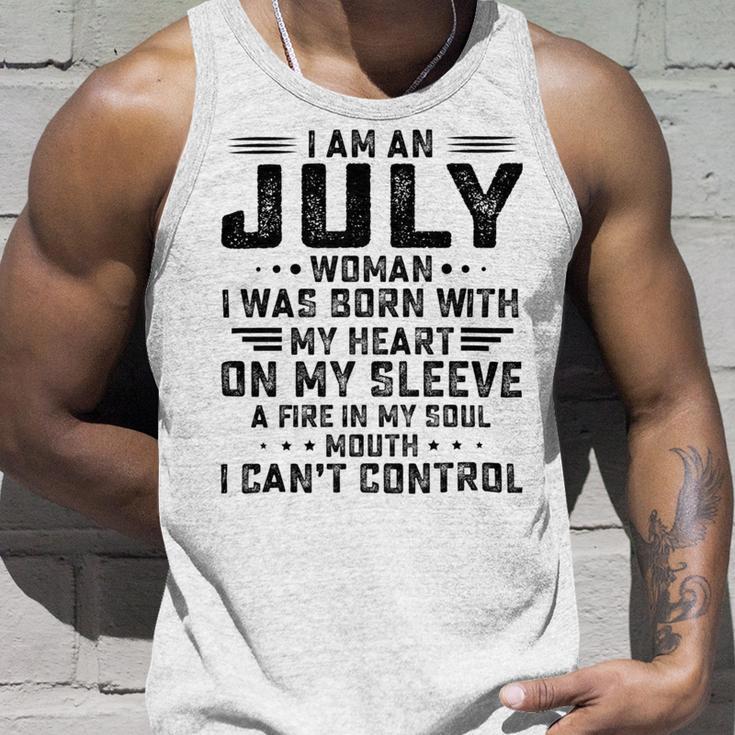 I Am An July Woman I Was Born With My Heart On My Sleevepng V2 Unisex Tank Top Gifts for Him