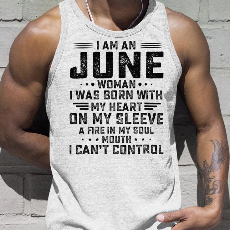 I Am An June Woman I Was Born With My Heart On My Sleeve V2 Unisex Tank Top Gifts for Him