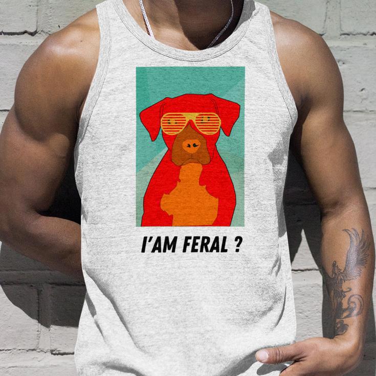 I Am Feral Coll Red Dog Unisex Tank Top Gifts for Him