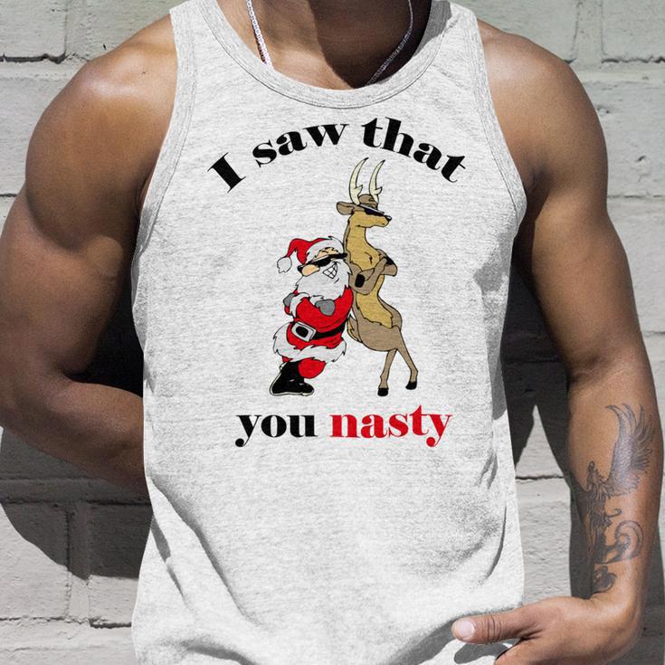 I Saw That You Nasty Red Santa Unisex Tank Top Gifts for Him