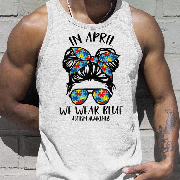 In April We Wear Blue Autism Awareness Month Unisex Tank Top Gifts for Him