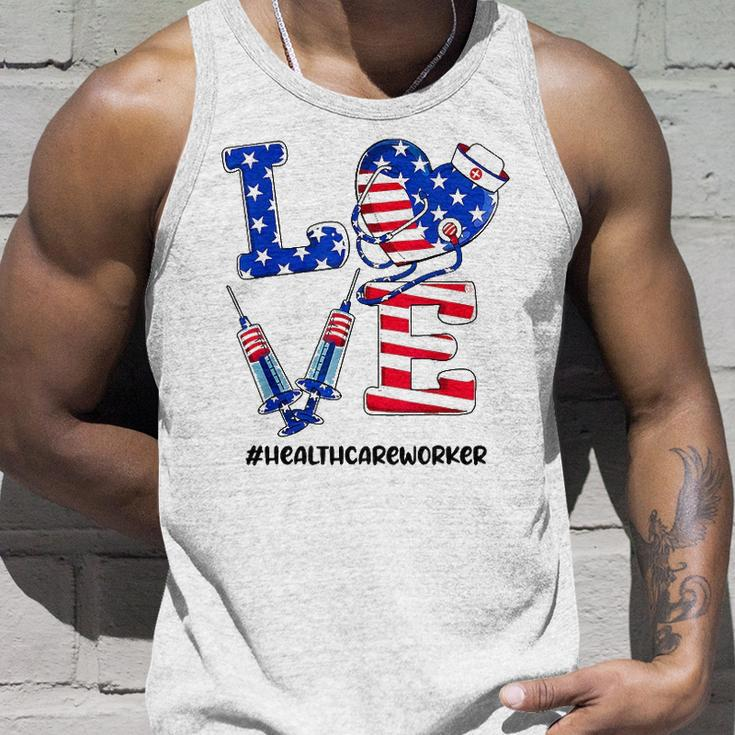 Love Healthcare Worker 4Th Of July American Flag Patriotic Unisex Tank Top Gifts for Him