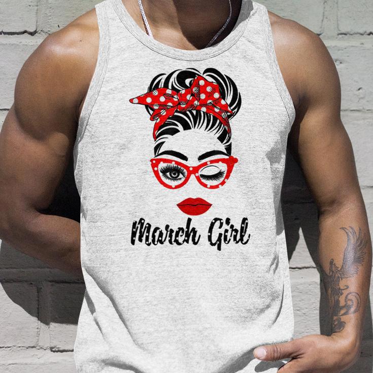 March Girl Women Face Wink Eye Bandana Birthday Gifts 548 Trending Shirt Unisex Tank Top Gifts for Him